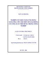 Luận văn thạc sĩ nghiên cứu khả năng ứng dụng xăng pha cồn cho một số loại động cơ công suất nhỏ dùng trong nông nghiệp 
