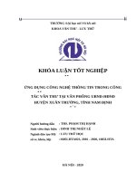 Luận văn ứng dụng công nghệ thông tin trong công tác văn thư tại văn phòng UBND  HĐND huyện xuân trường, nam định 