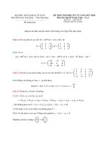 Đề thi học kì 1 môn Đại số tuyến tính năm 2017-2018 có đáp án - Trường Đại học Bách Khoa TP.HCM (Ca 1)