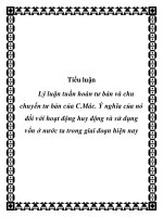 Lý luận tuần hoàn tư bản và chu chuyển tư bản của c mác  ý nghĩa của nó đối với hoạt động huy động và sử dụng vốn ở nước ta trong giai đoạn hiện nay