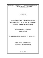 HOÀN THIỆN CÔNG TÁC QUẢN LÝ DỰ ÁN TẠI BAN QUẢN LÝ DỰ ÁN ĐẦU TƯ XÂY DỰNG HUYỆN CẨM KHÊ, TỈNH PHÚ THỌ. LUẬN VĂN THẠC SĨ