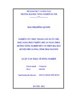 Luận văn thạc sĩ nghiên cứu thực trạng sản xuất chè khả năng phát triển chè an toàn theo hướng nông nghiệp hữu cơ trên địa bàn huyện phú lương tỉnh thái nguyên 