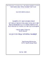 Luận văn thạc sĩ nghiên cứu một số biện pháp kỹ thuật tăng khả năng duy trì độ sạch bệnh của củ giống khoai tây bắt nguồn từ nuôi cấy mô tại nam định 