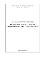 BÁO CÁO THUYẾT MINH TỔNG HỢP KẾ HOẠCH SỬ DỤNG ĐẤT NĂM 2021 THÀNH PHỐ ĐỒNG XOÀI - TỈNH BÌNH PHƯỚC
