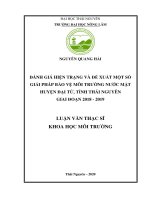 Đánh giá hiện trạng và đề xuất một số giải pháp bảo vệ môi trường nước mặt huyện đại từ, tỉnh thái nguyên giai đoạn 2018   2019 