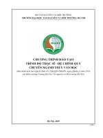 TRƯỜNG ĐẠI HỌC TÀI NGUYÊN VÀ MÔI TRƯỜNG HÀ NỘI. CHƯƠNG TRÌNH ĐÀO TẠO TRÌNH ĐỘ THẠC SĨ - HỆ CHÍNH QUY CHUYÊN NGÀNH THỦY VĂN HỌC
