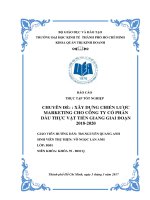 XÂY DỰNG CHIẾN lược MARKETING CHO CÔNG TY cổ PHẦN dầu THỰC vật TIỀN GIANG GIAI đoạn 2018 2020 