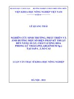 Luận văn thạc sĩ nghiên cứu sinh trưởng phát triển và ảnh hưởng một số biện pháp kỹ thuật đến năng suất chất lượng hoa phong lữ thảo pelargonium sp tại sapa lào cai 