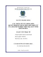 Các nhân tố tác động đến quyết định sử dụng hoá đơn điện tử của doanh nghiệp trên địa bàn tỉnh khánh hoà 