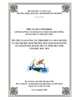 Tiểu luận cuối khóa CBQL công tác phối hợp của nhà trường và cha mẹ học sinh trường mẫu giáo ngãi xuyên, xã ngãi xuyên, huyện trà cú, tỉnh trà vinh 