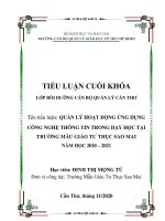 Tiểu luận cuối khóa CBQL quản lý hoạt động ứng dụng công nghệ thông tin trong dạy học tại trƣờng mẫu giáo tƣ thục sao mai năm học 2020 – 2021 
