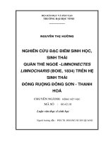 Nghiên cứu đặc điểm sinh học, sinh thái quần thể ngoé   limnonectes limnocharis (boie, 1834) trên hệ sinh thái đồng ruộng đông sơn   thanh hoá  