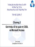 TIN HỌC QUẢN LÝ ; GIỚI THIỆU VÈ QUẢN TRỊ CSDL VÀ MICROSOFT ACCESS
