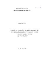 Các yếu tố ảnh hưởng đến động lực làm việc của nhân viên tại công ty TNHH MTV vận tải thương mại huy hoàng 