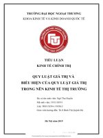 QUY LUẬT GIÁ TRỊ và BIỂU HIỆN của QUY LUẬT GIÁ TRỊ TRONG nên KINH tế THỊ TRƯỜNG 