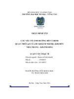 Các yếu tố ảnh hưởng đến ý định quay trở lại của du khách nội địa khi đến nha trang   khánh hoà 