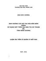 Ảnh hưởng của đô thị hóa đến biến động sử dụng đất trên địa bàn thị xã thuận an, tỉnh bình dương 