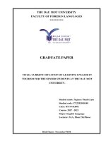 Current situation of learning english in tourism for the senior students at thu dau mot university 