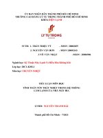 TIỂU LUẬN môn học TÍNH TOÁN tổn THẤT NHIỆT TRONG hệ THỐNG làm LẠNH của NHÀ máy BIA 