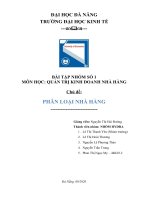 BÀI tập NHÓM QUẢN TRỊ KINH DOANH NHÀ HÀNG chủ đề PHÂN LOẠI NHÀ HÀNG 