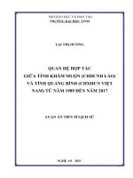 Quan hệ hợp tác giữa tỉnh khăm muộn (CHDCND lào) và tỉnh quảng bình (CHXHCN việt nam) từ năm 1989 đến năm 2017