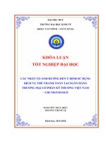 Khóa luận các nhân tố ảnh hưởng đến ý định sử dụng dịch vụ thẻ thanh toán tại ngân hàng TMCP kỹ thương chi nhánh huế 