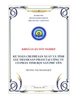 Khóa luận kế toán chi phí sản xuất và tính giá thành sản phẩm tại công ty cổ phần tinh bột sắn phú yên 