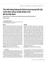Thu hồi năng lượng dư thừa trong mạng lưới cấp nước tiềm năng