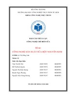 Đề tài CÔNG NGHỆ sản XUẤT sữa bột NGUYÊN KEM 