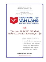 Tiểu luận áp DỤNG PHƯƠNG PHÁP p o w e r TRONG học tập 