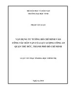 Vận dụng tư tưởng hồ chí minh vào công tác dân vận của lực lượng công an quận thủ đức, thành phố hồ chí minh 