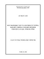 Đẩy mạnh học tập và làm theo tư tưởng, đạo đức, phong cách hồ chí minh ở huyện can lộc, tỉnh hà tĩnh 