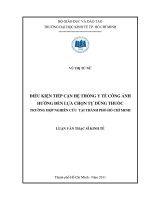Tài liệu Điều Kiện Tiếp Cận Hệ Thống Y Tế Công Ảnh Hưởng Đến Lựa Chọn Tự Dùng Thuốc