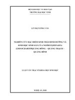 Nghiên cứu đặc điểm sinh thái dinh dưỡng và sinh học sinh sản của ngóe fejervaryalimnocharis ở quảng đông, quảng trạch, quảng bình 