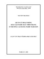Quản lý hoạt động đào tạo nghề may thời trang ở trường cao đẳng nghề nghi sơn 