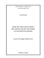 Ngôn ngữ trần thuật trong tiểu thuyết chuyện ngõ nghèo của nguyễn xuân khánh 