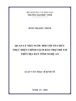 Quản lý nhà nước đối với tổ chức thực hiện chính sách bảo trợ trẻ em trên địa bàn tỉnh nghệ an 