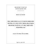 Thực hiện pháp luật về trách nhiệm bồi thường của nhà nước trong hoạt động thi hành án dân sự, từ thực hiện tiễn tỉnh đồng nai 