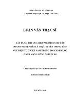 Xây dựng thương hiệu website cho các doanh nghiệp bán lẻ trực tuyến trong lĩnh vực điện tử ở Việt Nam trong bối cảnh cuộc Cách mạng Công nghiệp 4.0 .