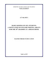 Diary keeping by efl students a motivation of english writing ability for the 10th  graders at a high school 