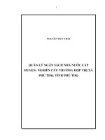 Luận văn Quản lý ngân sách nhà nước cấp huyện: Nghiên cứu trường hợp thị xã Phú Thọ, tỉnh Phú Thọ