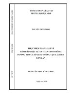 Thực hiện pháp luật về đảm bảo trật tự an toàn giao thông đường bộ của sở giao thông vận tải tỉnh long an 