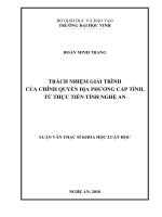 Trách nhiệm giải trình của chính quyền địa phương cấp tỉnh, từ thực tiễn tỉnh nghệ an 