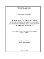 Áp dụng pháp luật trong thực hành quyền công tố của viện kiểm sát nhân dân cấp huyện đối với nhóm tội xâm phạm sở hữu từ thực tiễn tỉnh nghệ an 