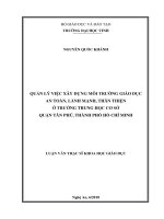 Quản lý việc xây dựng môi trường giáo dục an toàn, lành mạnh, thân thiện ở trường trung học cơ sở quận tân phú, thành phố hồ chí minh 