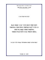 Dạy học các văn bản truyện trong chương trình ngữ văn 11 trung học phổ thông theo nguyên tắc phân hóa 