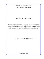 Quản lý nhà nước đối với chuyển đổi mục đích sử dụng đất trong quá trình công nghiệp hóa, hiện đại hóa ở thành phố vinh, tỉnh nghệ an   luận văn thạc sĩ kinh tế chính trị 8 31 01 02  