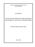 A study on using songs in teaching english to 10th graders at nguyễn hữu cảnh high school 
