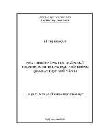 Phát triển năng lực ngôn ngữ cho học sinh trung học phổ thông qua dạy học ngữ văn 11 