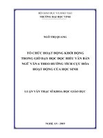Tổ chức hoạt động khởi động trong giờ dạy học đọc hiểu văn bản ngữ văn 6 theo hướng tích cực hóa hoạt động của học sinh 